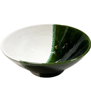 Marokkaans groen geglazuurd kom groen-wit 20x9 cm
